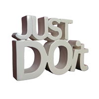 Étagère décorative élégante en bois d'ingénierie peint en blanc, avec sculpture sur bois artistique, écologique, pour bureau créatif, idéale pour la retraite, 'Just Do It'