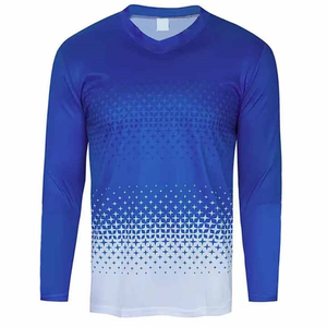 เสื้อยืดแขนยาวคอวีลายจุดไล่สีสำหรับผู้ชาย คุณภาพสูง ปรับแต่งได้ แห้งเร็ว สปอร์ต ผ้าฝ้ายถัก ทรงปกติ - Product Image 1