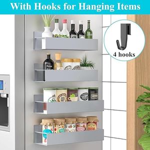 Set di 4 Organizzatori Magnetici Grigi per Spezie, per Frigorifero e Forno, Gestione Efficiente della Cucina - Product Image 4