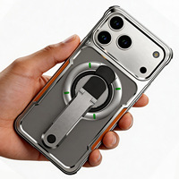 Coque de téléphone en métal avec support pour iPhone 17 Pro Max, rotation 360°, style Mecha Armor, dissipation thermique, pour hommes