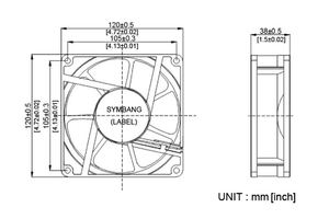 Ventilateur de refroidissement Taiwan D12038-FF 120x120x38mm 48V 24V 12V Prix bas - Product Image 5