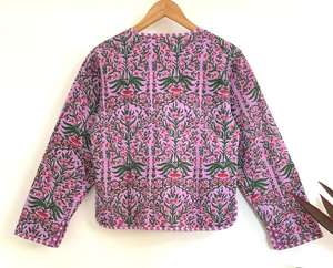 Chaqueta Bomber Acolchada de Algodón Reversible con Estampado Serigrafiado, Estilo Boho Indio, Manga Corta, Abrigo de Invierno Ecológico - Product Image 5