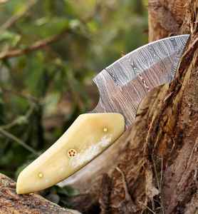 Couteau de chasse à lame fixe en acier Damas, couteau à dépecer avec manche en os, produit professionnel Palace LLC OEM, nouvelle arrivée OEM - Product Image 4