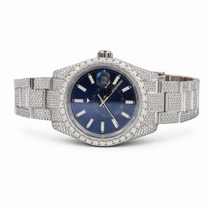 Reloj Clásico con Diamantes Moissanite en Tono Blanco, Totalmente Cubierto de Piedras, Estilo Hip Hop, Movimiento Automático VVS, Acero Inoxidable de Lujo - Product Image 1