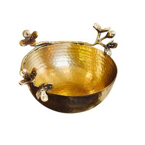 Tazón para Servir con Diseño de Orquídea Dorada, Hecho a Mano, de Acero Inoxidable y Latón, Vajilla Elegante para Decoración del Hogar y Eventos - Product Image 2