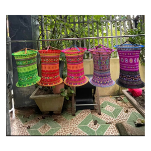 Elegant Vietnamese Brocade Hanging <b>Lantern</b> Handmade Decorative Fabric Lamp Shade for Modern Home Interior Bohemian Decoration - Product Image 3