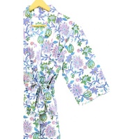 Nouvelle arrivée, robe kimono longue en coton pour femmes, imprimé floral, design de créateur, faite à la main, col en V, fermeture à cordon, séchage rapide, respirante