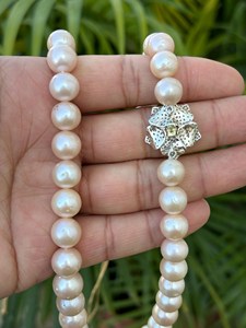 Natural Freshwater Pearl Necklace Set with Rhodolite Garnet <b>Stud</b> <b>Earrings</b> 925 Sterling Silver Fine Jewelry Wholesale Supplier - Product Image 2