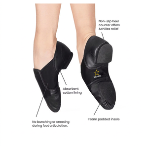 MBAANI Chaussures de danse jazz souples pour femmes, dessus synthétique, doublure en coton, noires avec logo étoile, confortables - Product Image 4