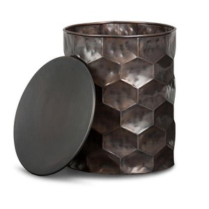 Table basse moderne en métal de style industriel avec design texturé hexagonal pour le mobilier de salon - Product Image 5