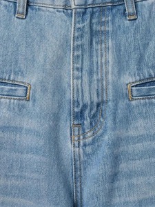 Jean en denim délavé foncé, décontracté, pour usage quotidien, écologique, résistant à la décoloration, en coton durable, bleu vieilli, coupe large, double couture - Product Image 4
