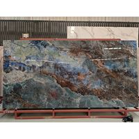 Dalles de pierre frittée bleues grand format, design moderne, carreaux de sol en porcelaine pour hôtel, pierre artificielle pour mur de cuisine et comptoir