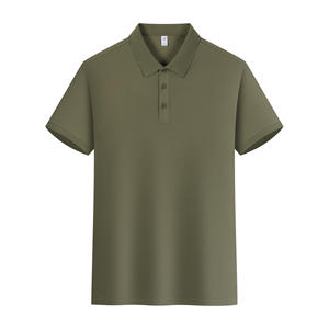 Polo homme vert olive premium, coupe classique, manches courtes, col en coton mélangé, t-shirt uni pour hommes et garçons. - Product Image 2