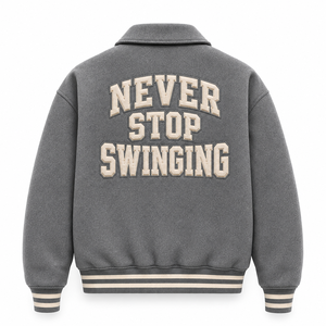 Chaqueta Varsity Gris para Hombre con Parches Bordados, Estilo Preppy, Chaqueta de Béisbol de Algodón para Otoño - Product Image 2