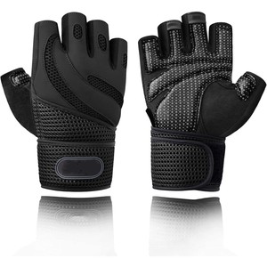 Guantes de gimnasio de cuero transpirables ligeros Guantes deportivos de entrenamiento con espalda abierta curvada para ejercicio y levantamiento de pesas - Product Image 2
