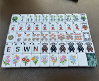 Set Permainan Mahjong Amerika Bahan Jade Bambu Akrilik untuk Hadiah Butik dan Toko Permainan Papan