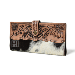 Portefeuille à trois volets en cuir de vachette avec logo personnalisé pour femmes, style western, porte-cartes RFID - Product Image 2