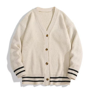 Suéter Cárdigan Universitario de Punto Beige Casual de Invierno con Bordado Personalizado de Alta Calidad para Hombre y Mujer, 100% Frontal - Product Image 6