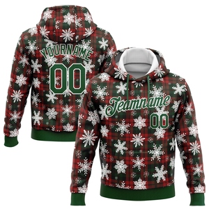 Sweat-shirt à capuche pour homme, sport de neige, patchwork 3D rouge, vert et blanc, nouvelle conception, sur mesure, vente en gros directe, collection automne - Product Image 1