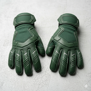 Green Leather Football Goalkeeper Gloves with Full Finger Protection and Adjustable Wrist Strap for Men Durable Soccer Gloves - Product Image 2