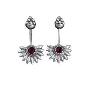 Pendientes de tuerca de latón oxidado con baño de plata antigua y engaste de bisel para mujer, joyería de moda para fiesta, regalo - Product Image 1