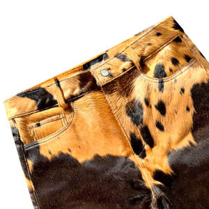 Pantalones Cortos de Cuero Genuino de Piel de Vaca con Pelo para Hombre, Estilo Vaquero Occidental, Diseño Premium de Lujo, Ropa Urbana - Product Image 3