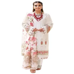 Dgb exporta bordado pakistaní Shalwar Kameez para Ramadán Eid vestidos casuales para mujeres elegante 2024 proveedor al por mayor