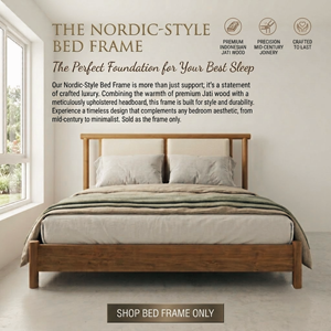 Hotel <b>Beds</b> Teak Wood <b>Bed</b> <b>Frame</b> Fabric Upholstered Headboard Mid Century Modern <b>Platform</b> King Size Commercial Bedroom Furniture - Product Image 1