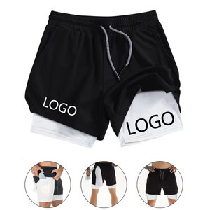 Men Running Shorts Fitness Quick-Drying Black Double <b>Layer</b> Shorts Men Sport Workout Training Bodybuilding Short Pants - Product Image 1