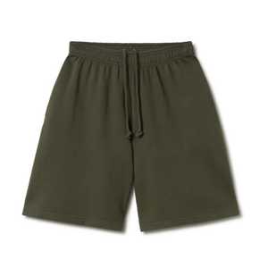 กางเกงขาสั้นสีเขียวมะกอกคุณภาพพรีเมียมสำหรับผู้ชาย ผ้าฝ้าย 100% เฟรนช์เทอร์รี่ฟลีซ 300GSM สไตล์สตรีทแวร์สุดเท่ กางเกงขาสั้นสั่งทำพิเศษ - Product Image 1