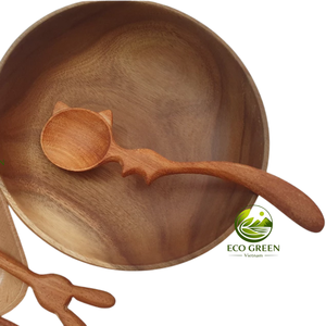 Cuillère de cuisine en bois naturel, faite à la main, ustensile de cuisson rustique, outil de service durable pour restaurant, café, hôtel, maison, cadeau - Product Image 1