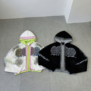 Chaqueta con cremallera personalizada, corte oversize, con triple capa de algodón grueso, estilo streetwear, corte boxy, capucha con cremallera, alta calidad - Product Image 1