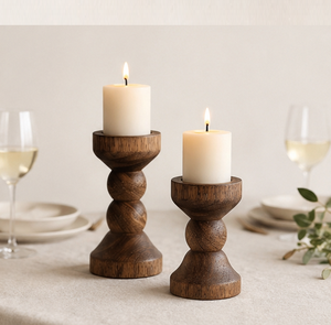 Handcrafted Rustic Wooden Pillar Candle Holder Solid Mango Wood Candlestick Stand For Home Decor Wedding Table Centerpieces - Product Image 2