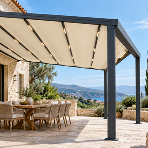 Pérgola Retráctil de Tela de PVC WISE COMPANY con Persianas Enrollables, Techo Impermeable para Patio y Terraza - Product Image 1