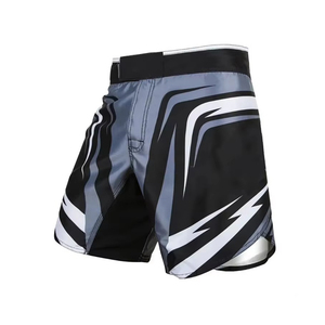<b>Mens</b> Mixed Martial Arts <b>Shorts</b> Sublimation Print Moisture Wicking Quick Dry Breathable Athletic Fit Black Gray <b>White</b> Design - Product Image 2