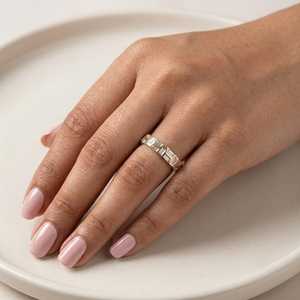 เครื่องประดับอัญมณีชั้นดี ทองคำแท้ 10K 14K 18K สี E เพชรทรงบาแกตต์ เพชรแล็บ แหวนแต่งงานแบบซ้อนได้ 0.65 กะรัต แหวนแต่งงานคลาสสิก ของขวัญ - Product Image 6