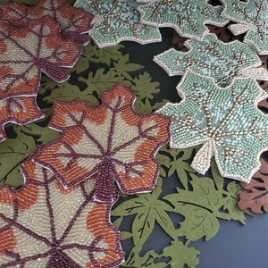 Handmade Beaded Maple Leaf Drinking Straws Luxury Eco-Friendly Portable Washable Reusable Fabric <b>Bar</b> <b>Mats</b> Classic Autumn Design - Product Image 2