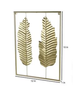 Modern Brass <b>Leaf</b> <b>Wall</b> Art Framed <b>Decorative</b> Design Gold Finish Metal Handmade Home <b>Decoration</b> - Product Image 2