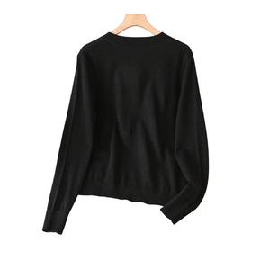 Pull en maille classique pour femme, col rond, manches longues, poignets côtelés, doux, décontracté, coupe régulière, polyester/nylon, chaud - Product Image 2