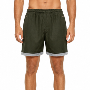 Men Plain Polyester Shorts <b>Elastic</b> Waist Athletic Training Shorts - Product Image 1
