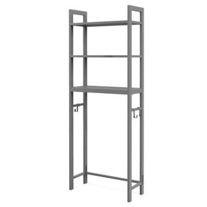 Scaffale Salvaspazio in Metallo da Posizionare Sopra il WC, Organizzatore per Bagno con Ganci per Piccoli Bagni - Product Image 2