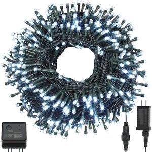 Luci Natalizie Bianche a 300 LED Certificate UL, 35m per Interni ed Esterni, 8 Modalità, con Spina a Collegamento Continuo - Product Image 1