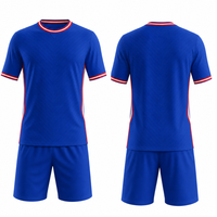 Uniforme de fútbol azul real premium con detalles en rojo y blanco, uniforme de fútbol, ropa de equipo
