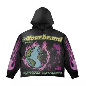 Sweat à capuche oversize pour homme Yourbrand Records, style streetwear, imprimé, en coton French Terry, motif flamme rouge - Product Image 6