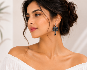 Trusted Supplier Oxidized Silver-Plated <b>Black</b> Onyx Gemstone <b>Stud</b> <b>Earrings</b> Bezel Setting Boho Trendy Design Gift for Women - Product Image 4