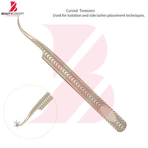 Pinzas para Pestañas Doradas, Pinzas de Punta Fina Curvada a 90 Grados, Pinzas de Volumen con Mango Antideslizante Decorativo, Herramientas para Extensión de Pestañas - Product Image 3