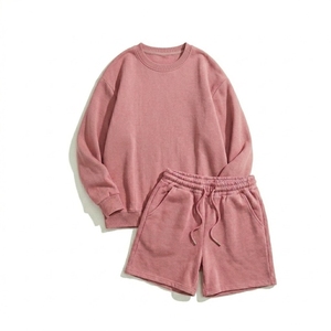 Ensemble 2 pièces surdimensionné pour femme : sweat-shirt et short, col rond, coupe ample, couleur unie, en molleton, tenue décontractée pour le printemps et l'été - Product Image 5