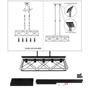 Lampadario Industriale Moderno da 32 Pollici Bianco e Nero a 5 Luci con Gabbia Metallica Regolabile - W134065438/L1001 - Product Image 6