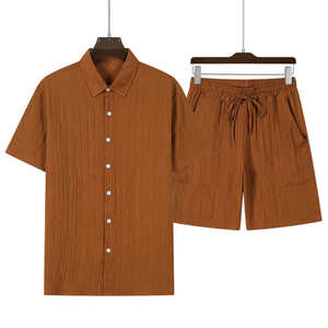 Conjunto de Camiseta y Pantalones Cortos de Punto para Hombre, Estampado en Serigrafía, Transpirable, Ropa Deportiva Informal de Verano, Dos Piezas - Product Image 2