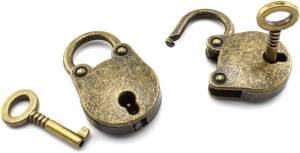 Mini Candado de Bronce Antiguo con Llaves, Candado Metálico Retro Vintage, Estilo Arcaico, Candado Pequeño Decorativo para Joyero, Diario - Product Image 3